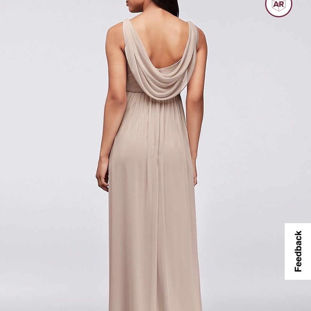 David’s Bridal Long Mesh Dress with Cowl Back